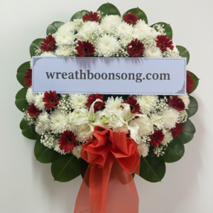 พวงหรีดดอกไม้สด-W0112RD