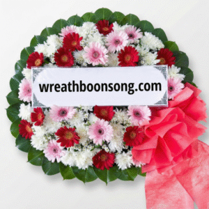 พวงหรีดดอกไม้สด-W1210RD