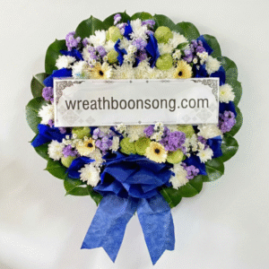 พวงหรีดดอกไม้สด-W0110BL