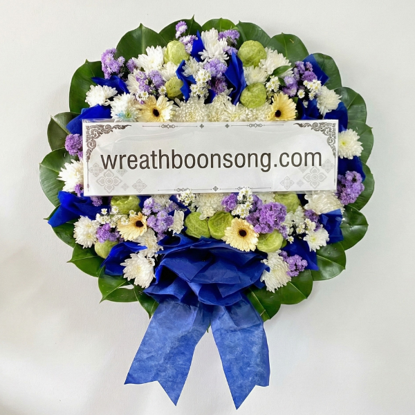 พวงหรีดดอกไม้สด-W0110BL