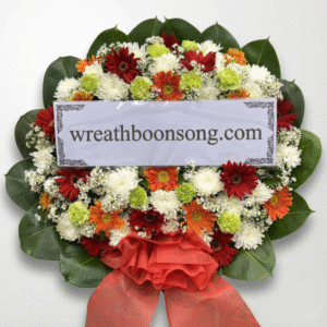 พวงหรีดดอกไม้สด-W0710RD