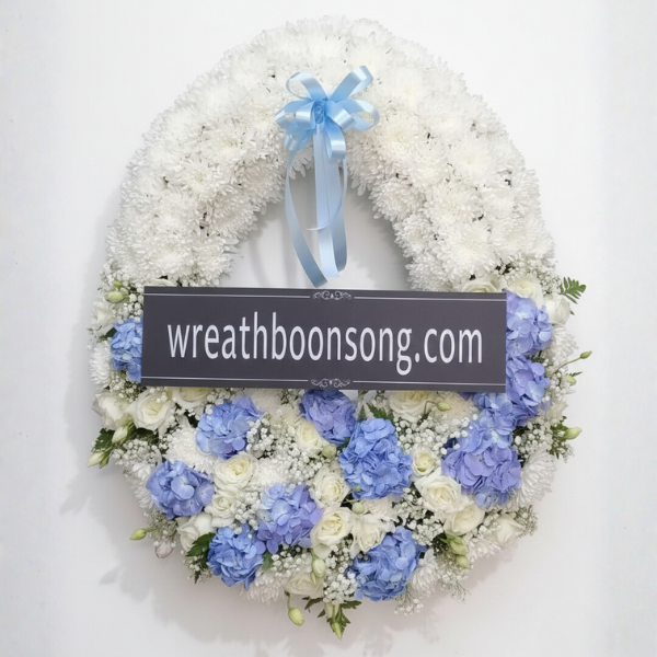 พวงหรีดดอกไม้สด-W0140BL