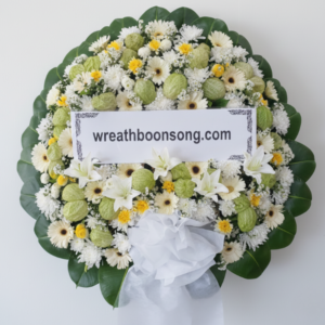 พวงหรีดดอกไม้สด-W1125WY