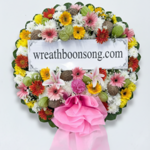 พวงหรีดดอกไม้สด-W0412PK