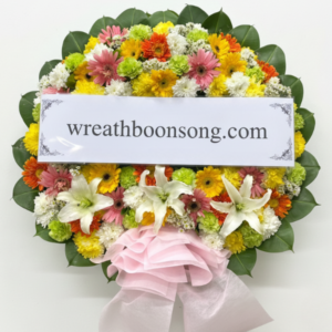 พวงหรีดดอกไม้สด-W0415RB