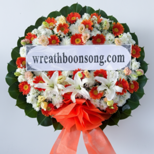 พวงหรีดดอกไม้สด-W0215RD