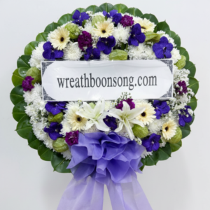 พวงหรีดดอกไม้สด-W0212BL