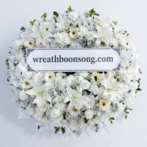 พวงหรีดดอกไม้สด-W0230WT