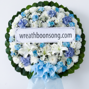 พวงหรีดดอกไม้สด-W0520BL