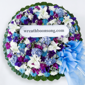 พวงหรีดดอกไม้สด-W0330BL