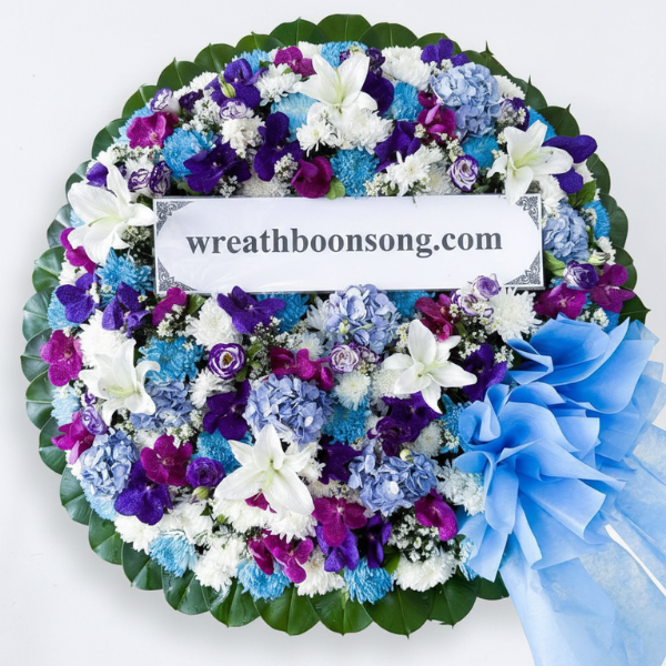 พวงหรีดดอกไม้สด-W0330BL