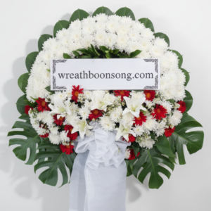 พวงหรีดดอกไม้สด-W0635WR