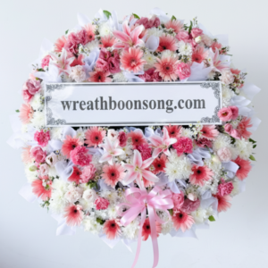 พวงหรีดดอกไม้สด-W0430PK