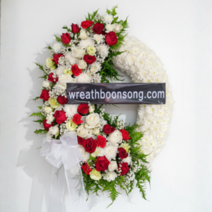 พวงหรีดดอกไม้สด-W0440RD