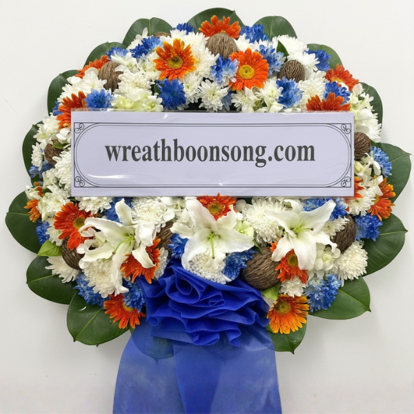 พวงหรีดดอกไม้สด-W0515BL