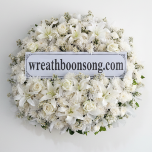 พวงหรีดดอกไม้สด-W0335WT