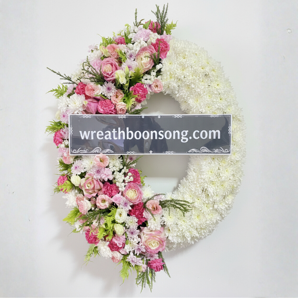 พวงหรีดดอกไม้สด-W0540PK