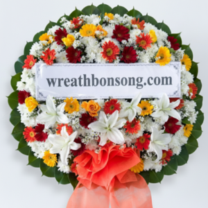 พวงหรีดดอกไม้สด-W0525RD