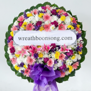 พวงหรีดดอกไม้สด-W0620RB