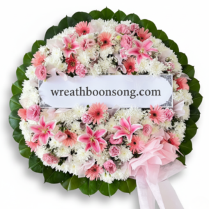 พวงหรีดดอกไม้สด-W0625PK