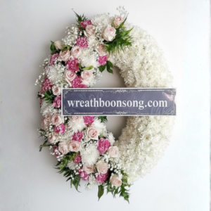 พวงหรีดดอกไม้สด-W0640PK