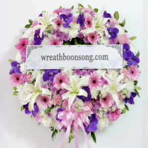 พวงหรีดดอกไม้สด-W0725PP