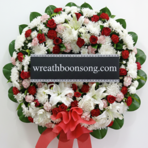 พวงหรีดดอกไม้สด-W0730RD