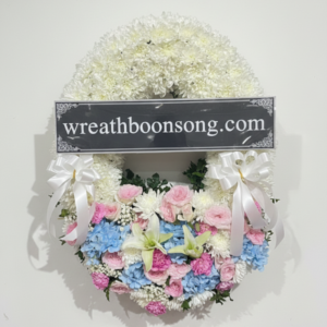 พวงหรีดดอกไม้สด-W0740RB