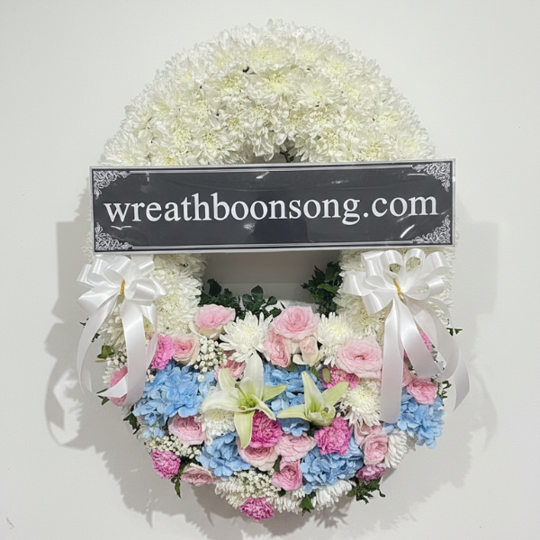 พวงหรีดดอกไม้สด-W0740RB