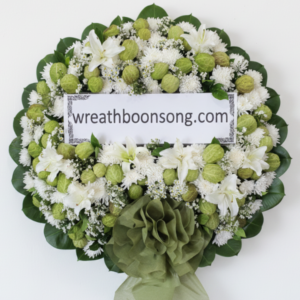 พวงหรีดดอกไม้สด-W0830GR