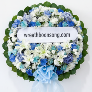 พวงหรีดดอกไม้สด-W0925BL